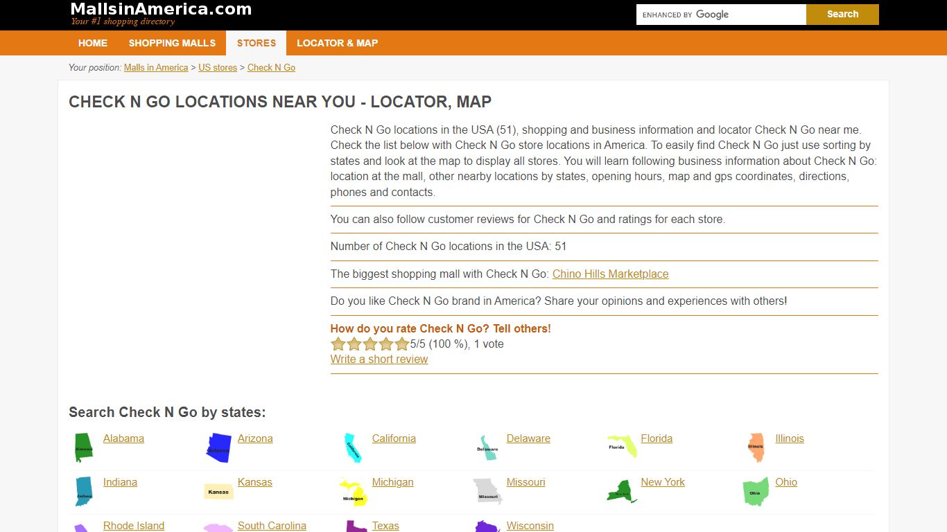 Check N Go locations near you - locator, map - Malls in America